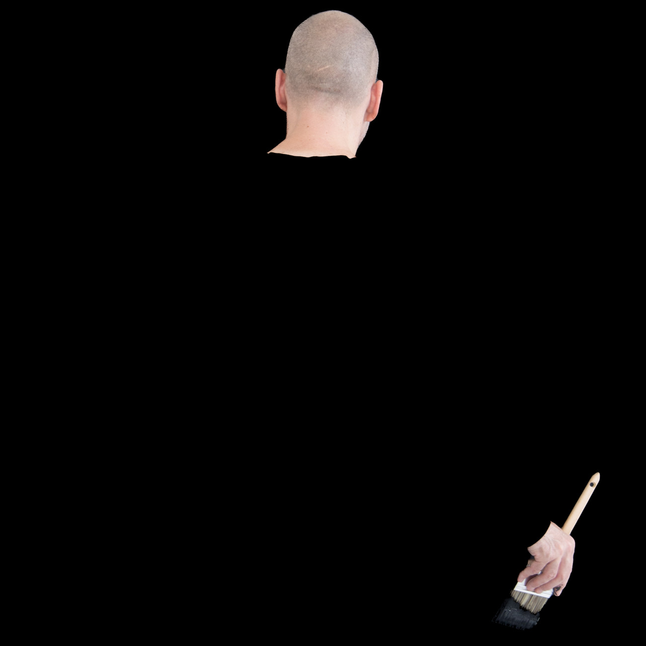 Steve Giasson. Performance invisible n&deg; 284 (S'abstraire (un peu)). Reenactment de Roy Grayson. Painting Book. 1972. Performeur : Steve Giasson. Cr&eacute;dit photographique : Martin Vinette. Retouches photographiques : Charles-&Eacute;tienne Lebrun. Galerie B-312. 3 ao&ucirc;t 2025.