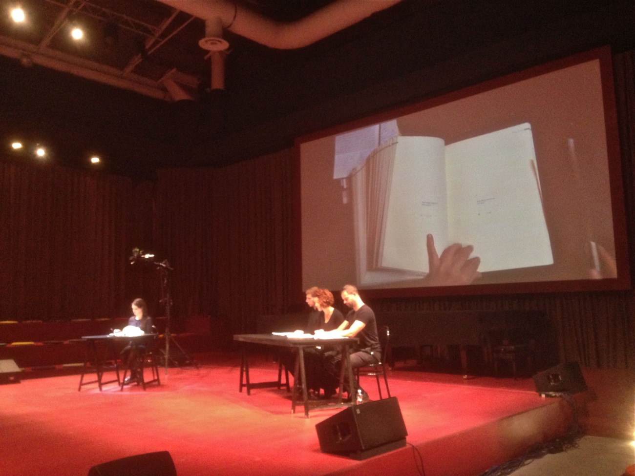 Performance invisible n° 36 (Insérer discrètement des autoportraits photographiques dans des catalogues et des lieux d’exposition). D'après Jonathan Monk. Lost In Your Head. ? Joana Hadjithomas & Khalil Joreige. Latent Images: Diary of a Photographer. 2009-2015. Au bas d'un coussin, 2e rangée. Il programma dell’ARENA. Pavillon central. 56. Esposizione Internazionale d’Arte. Biennale di Venezia 2015. Performeurs : Patrice Loubier et Steve Giasson. Crédit photographique : Patrice Loubier.